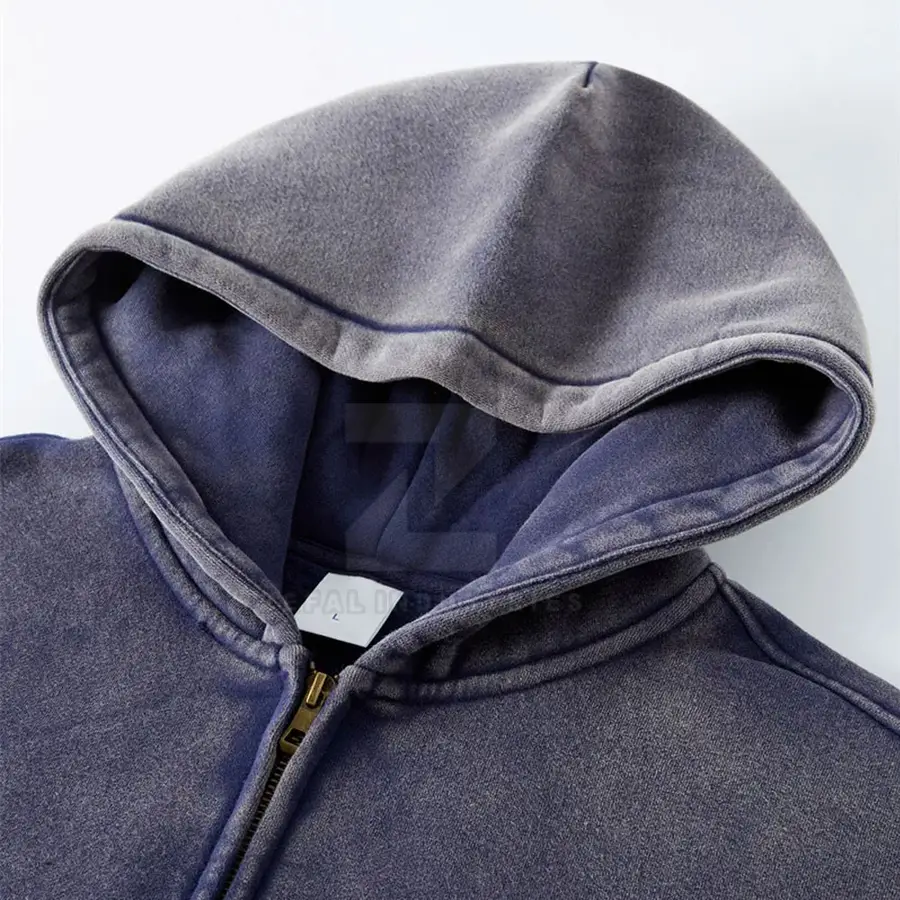 High Quality Street Wear Men's Acid Wash Hoodies 100% Cotton Custom Color Winter Solid Eco-Friendly Breathable — Zefal Industries product photograph 2 of 2