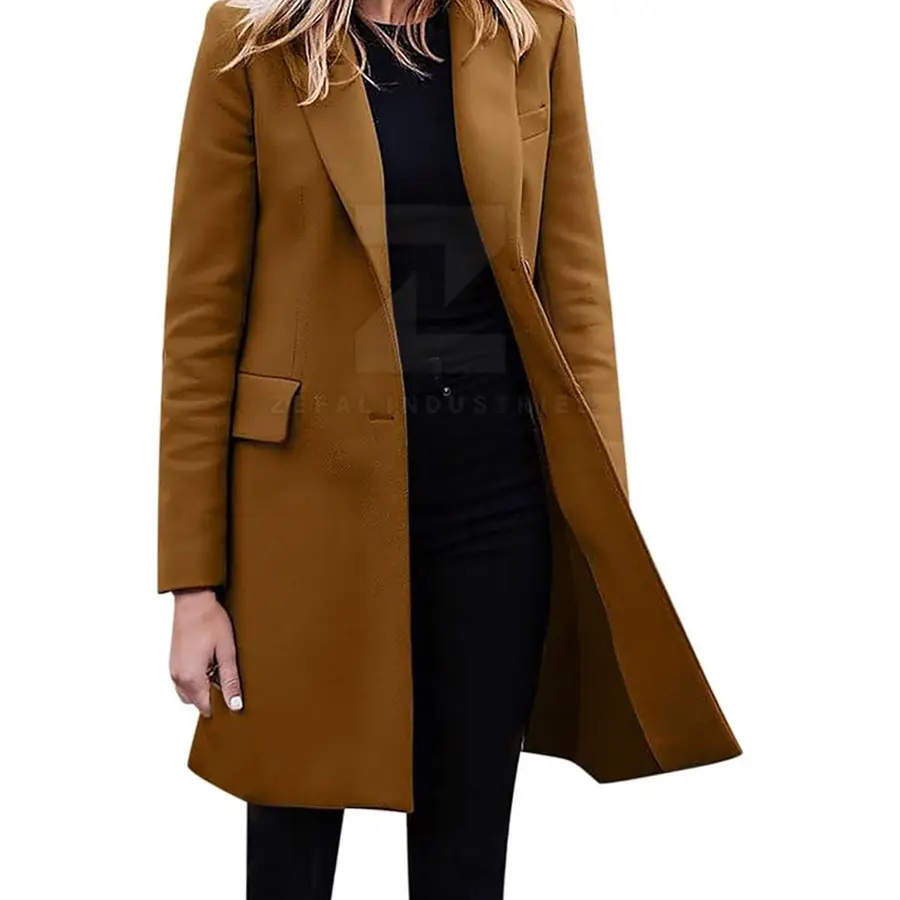Top Selling Women's Casual Winter Long Coat 100% Cotton Custom Made High Quality Breathable Eco-Friendly Polyester Fashion Coat — Zefal Industries product photograph 2 of 2
