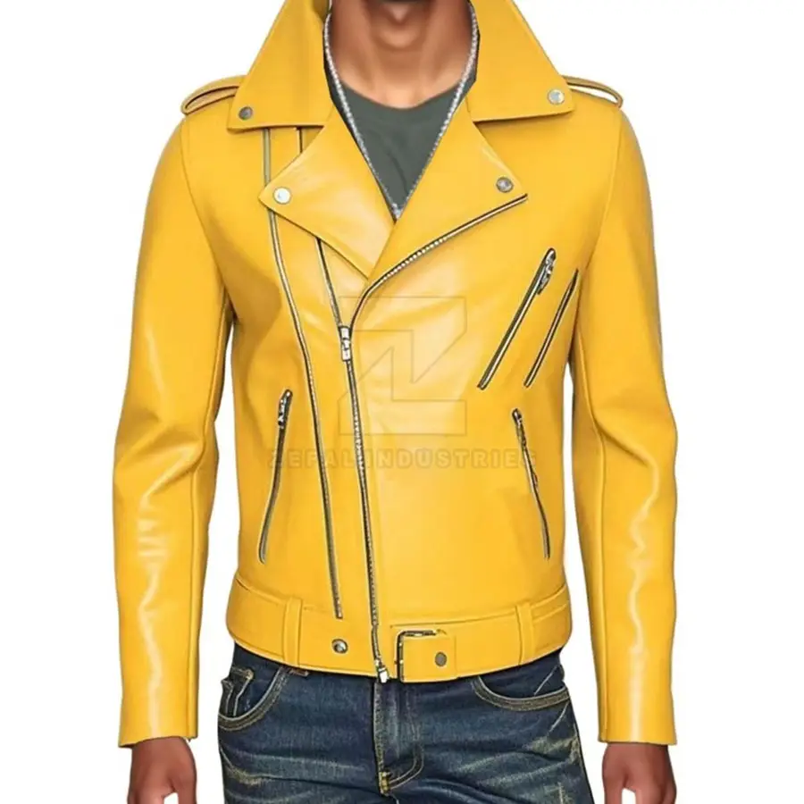 Pakistan Made Faux Leather Jacket for Men Custom Design Motorbike Formal Front Logo Winter Jacket — Zefal Industries product photograph 2 of 2