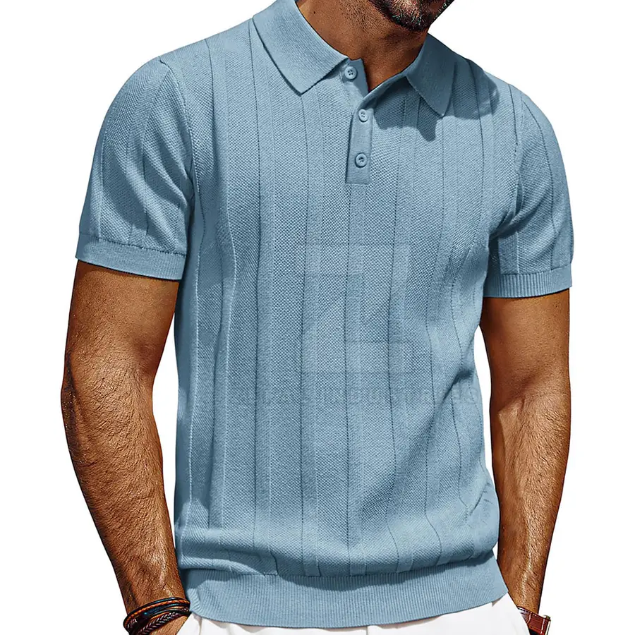 Men Knitted for Shirts Solid Eco-Friendly 100% Cotton Short Sleeve Quick Dry Embroidered Customizable Design — real Zefal Industries product photograph