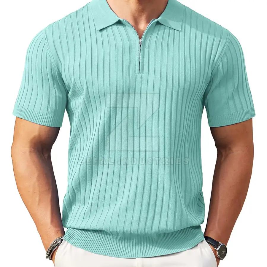 Quick Dry Eco-Friendly Solid Men Knitted for Shirts 100% Cotton Customizable Design High Quality Short Sleeve Casual Wholesale — real Zefal Industries product photograph