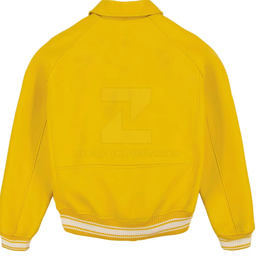 Unique Design High Quality Washable Leather Men Bomber Jacket Stand Collar Front Logo Eco-Friendly Waterproof Breathable Winter — Zefal Industries product photograph 2 of 2