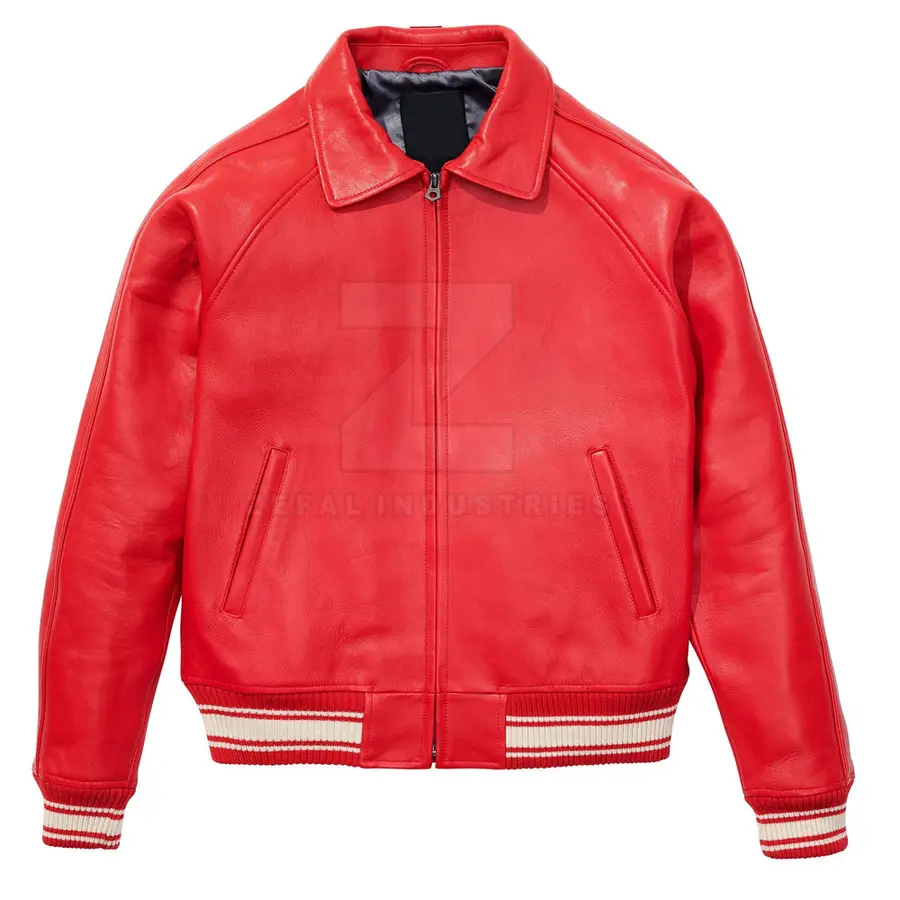 New Arrival Men High Quality Fashion Leather Bomber Jacket 2025 Best Design Winter Stand Collar Front Logo — Zefal Industries product photograph 1 of 2