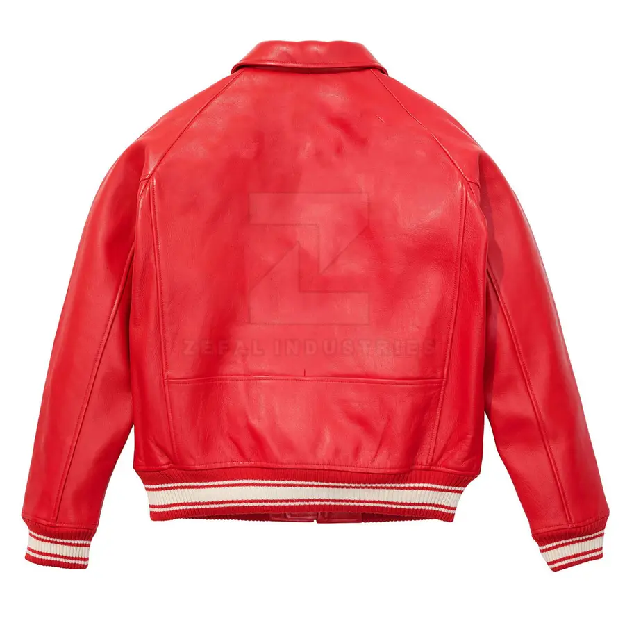 New Arrival Men High Quality Fashion Leather Bomber Jacket 2025 Best Design Winter Stand Collar Front Logo — Zefal Industries product photograph 2 of 2