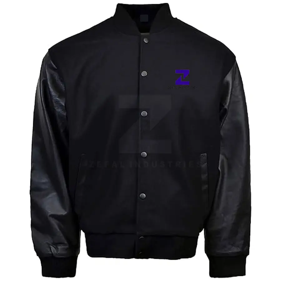 Pakistan Manufacturer Canvas Leather Sleeve Letterman Jacket for Men Ecofriendly Breathable Winter Front Logo — Zefal Industries product photograph 1 of 2