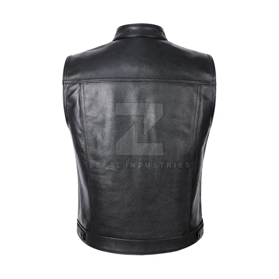 High Quality Genuine Leather Winter Casual Breathable Customizable Vest with V-neck Collar Polyester Filled for Men Outerwear — Zefal Industries product photograph 2 of 2