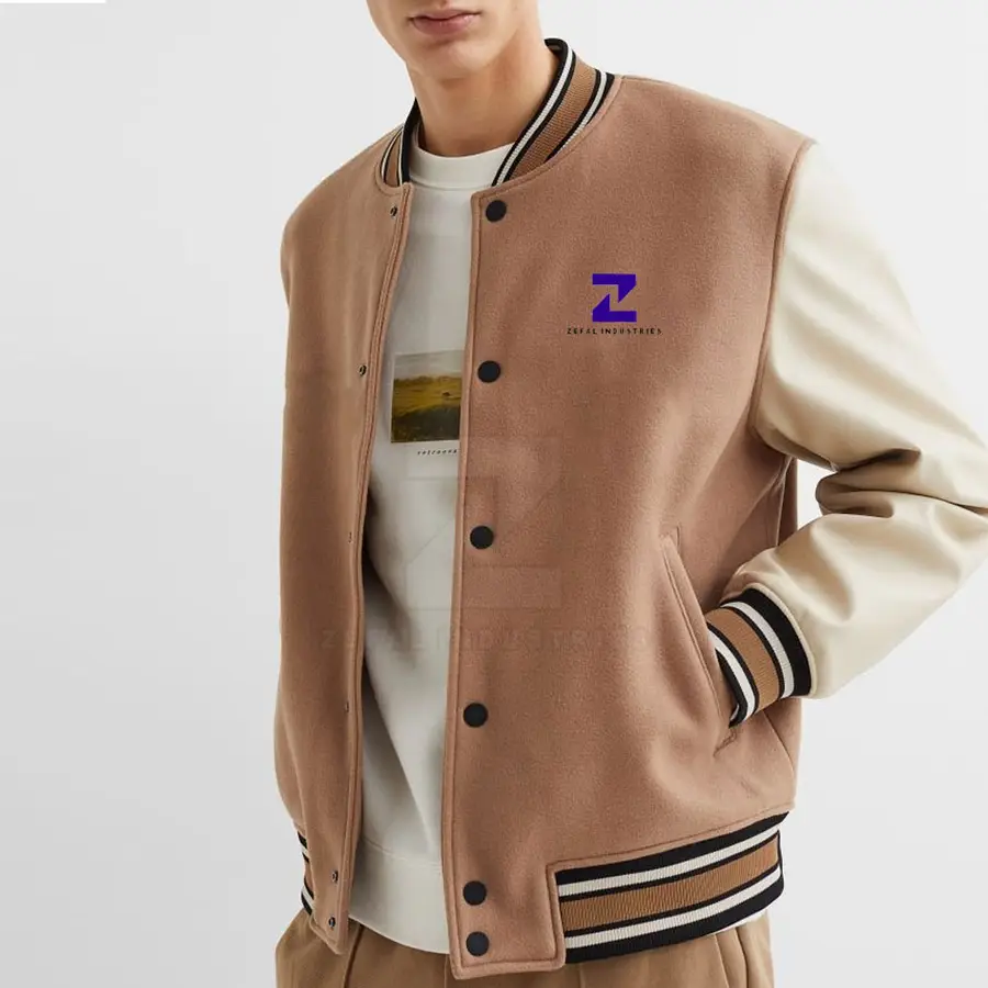 Pakistan Manufactured Winter Lettermen Jacket High Quality 100% Cotton Stand Collar Front Eco-Friendly Breathable Casual — Zefal Industries product photograph 2 of 2