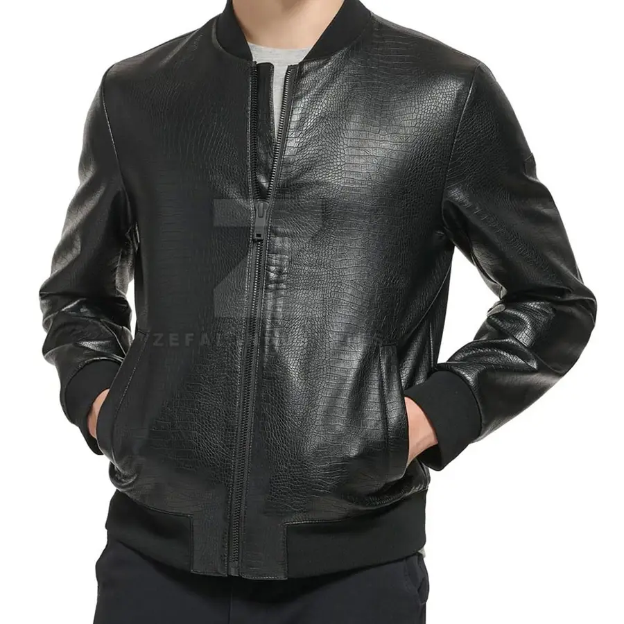 Hot Selling Men's Leather Jacket New Fashion Winter Stand Collar Front Logo Waterproof Breathable Eco-Friendly — Zefal Industries product photograph 1 of 2
