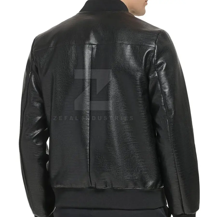 Hot Selling Men's Leather Jacket New Fashion Winter Stand Collar Front Logo Waterproof Breathable Eco-Friendly — Zefal Industries product photograph 2 of 2