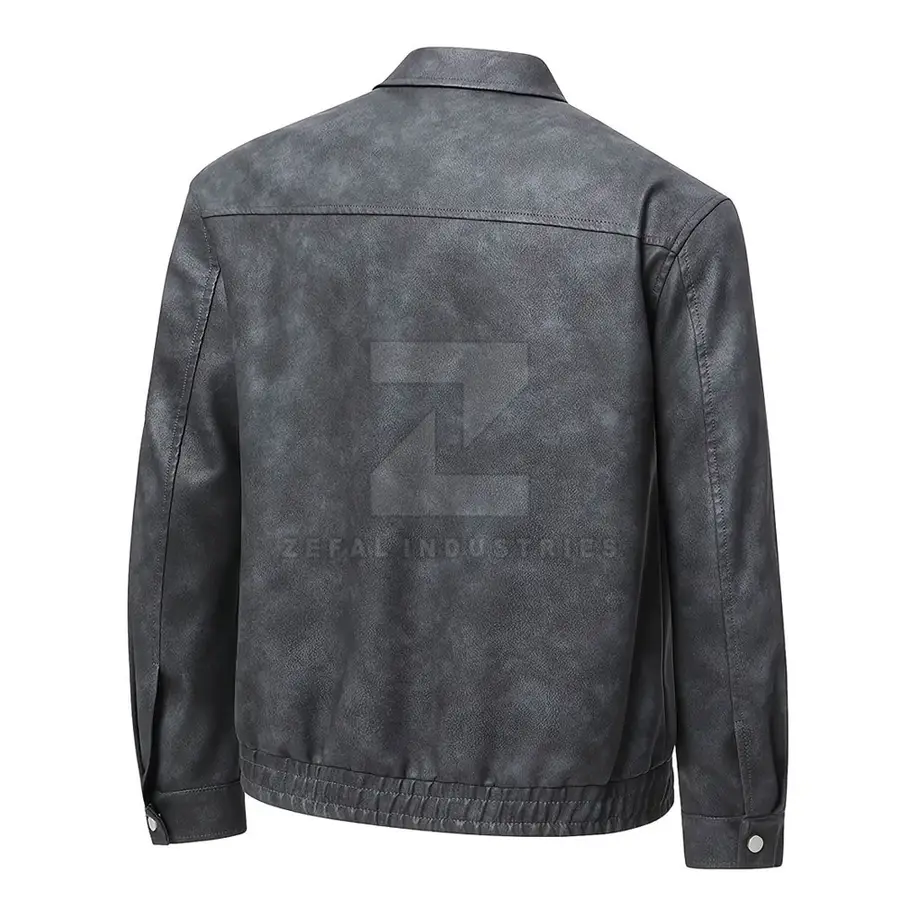 Plus Size Ecofriendly Leather High Quality Casual Men Winter Jacket Custom Color Windproof Waterproof Breathable Stand Front — Zefal Industries product photograph 2 of 2