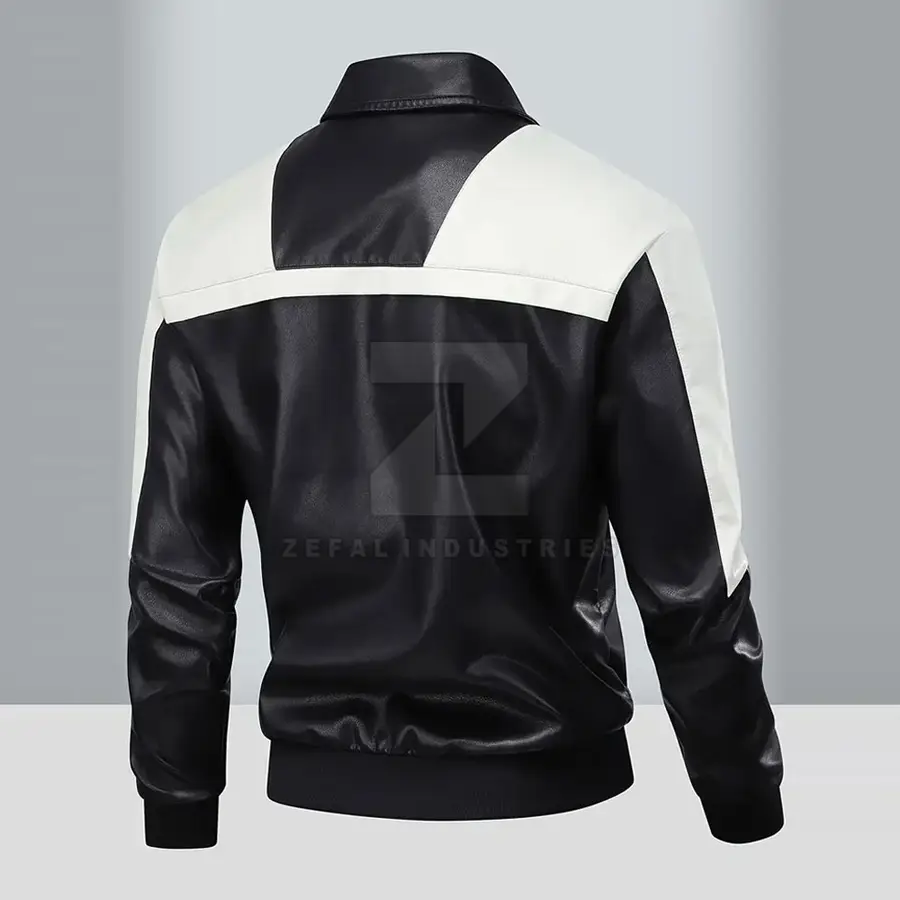 Men Leather Jacket Wholesale Breathable Waterproof Eco-Friendly Stand Collar Front Logo Outdoor Use Winter Jacket — Zefal Industries product photograph 2 of 2
