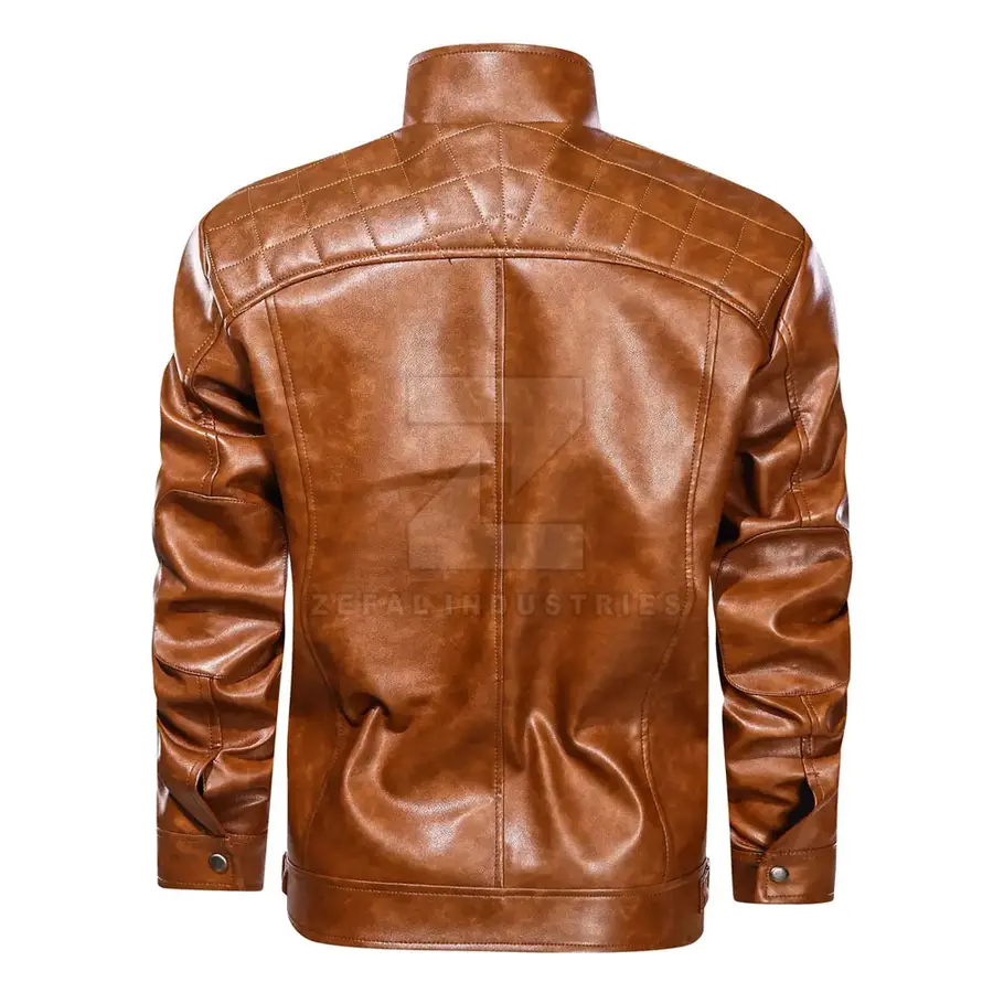 Customized Logo Design Stand Collar Front Winter Waterproof Eco-Friendly Windproof Men Leather Jacket for Online Sale — Zefal Industries product photograph 2 of 2