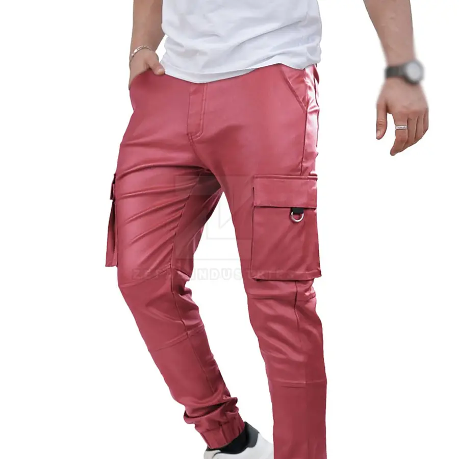 High Quality Lightweight Dark Casual Mid Waist Men Leather Pants Customized Logo Outdoor Wear Custom Made Size OEM Service — Zefal Industries product photograph 1 of 2