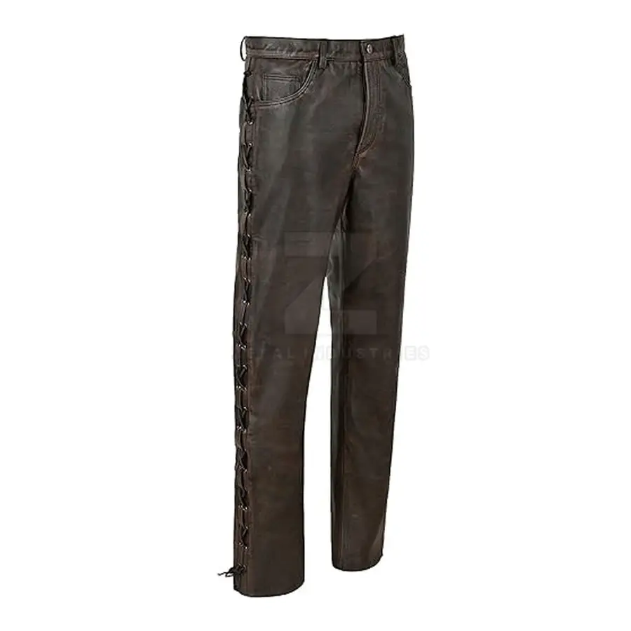 Latest Design OEM Service Customized Logo Dark Mid Lightweight Casual Breathable Comfortable Premium Quality Men Leather Pants — Zefal Industries product photograph 1 of 2