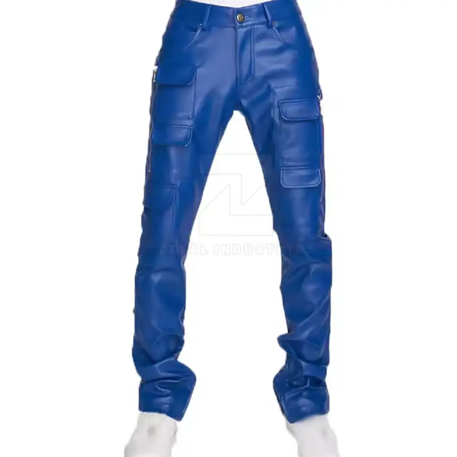 Classic Casual Dark Leather Mid Waist Men Straight Fit Durable Breathable Lightweight High Quality Winter Motorcycle Biker Pants — Zefal Industries product photograph 1 of 2