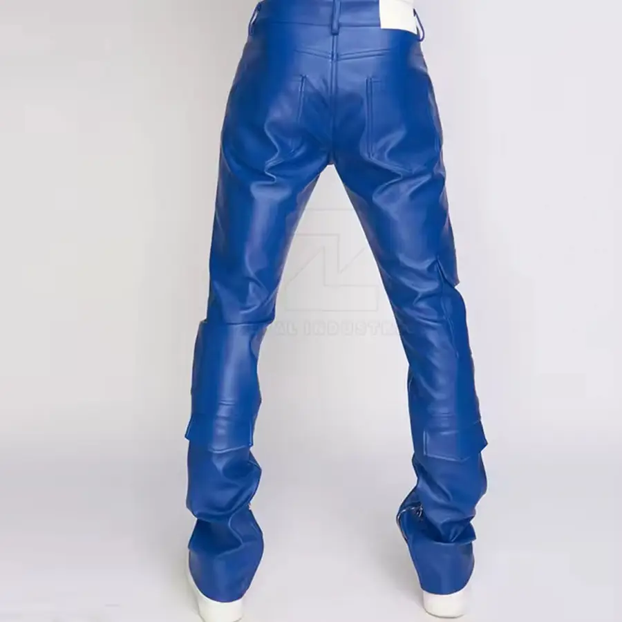 Classic Casual Dark Leather Mid Waist Men Straight Fit Durable Breathable Lightweight High Quality Winter Motorcycle Biker Pants — Zefal Industries product photograph 2 of 2