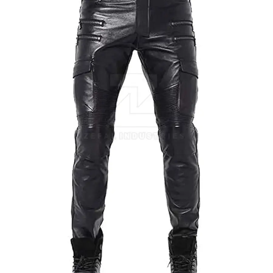 Wholesale Custom Made Casual Mid Waist Dark Leather Pants Men Custom Logo Breathable Lightweight Unique Design High Quality Hot — Zefal Industries product photograph 1 of 2