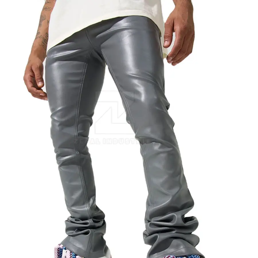 Factory Manufacture Breathable Casual Men Leather Pants 2025 Best Design Customized Logo Dark Wash Mid High Quality Lightweight — Zefal Industries product photograph 1 of 2
