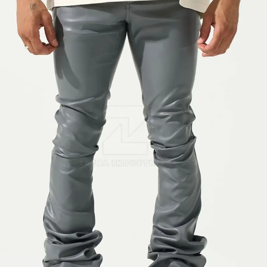 Factory Manufacture Breathable Casual Men Leather Pants 2025 Best Design Customized Logo Dark Wash Mid High Quality Lightweight — Zefal Industries product photograph 2 of 2