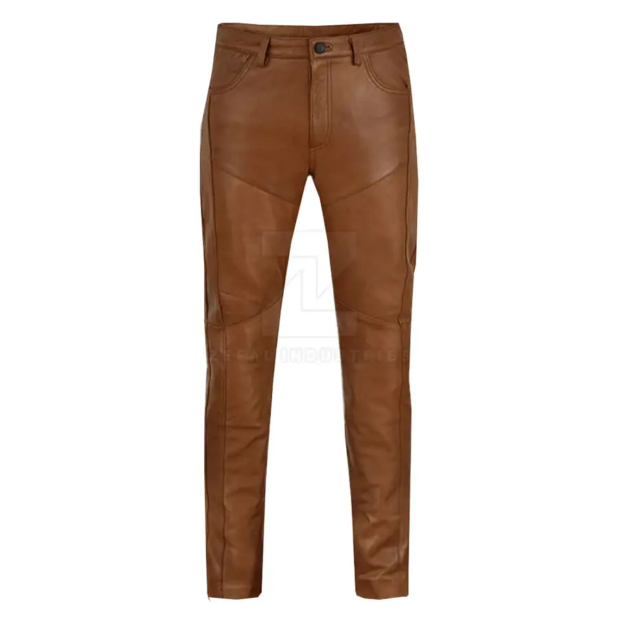 High Quality Lightweight Casual Men Leather Pants Dark Wash Mid Waist Custom Logo Print OEM Service Breathable Wholesale Best — Zefal Industries product photograph 1 of 2