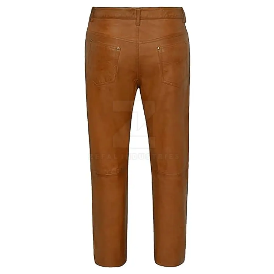 Wholesale Lightweight Casual Men Leather Pants Dark Mid Custom Logo Custom Made Latest Design — Zefal Industries product photograph 2 of 2