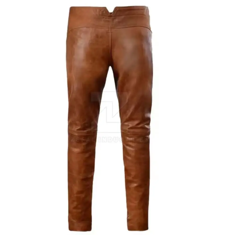 Lightweight Best Selling Men Leather Pants Customized Logo Dark Wash Mid Waist Breathable Casual Winter Button Closure Premium — Zefal Industries product photograph 2 of 2