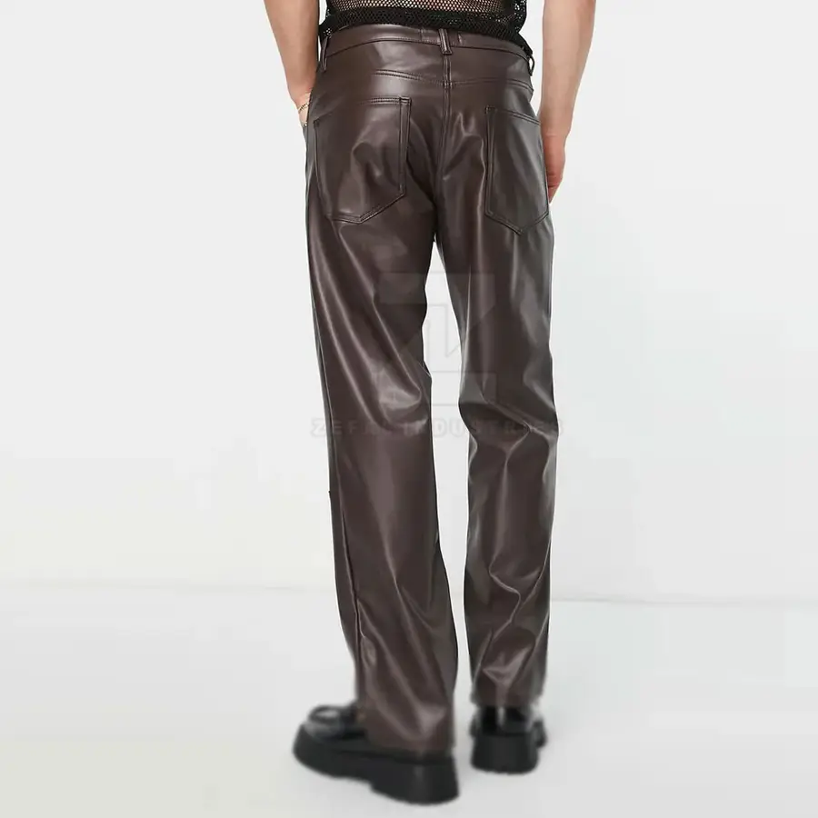 Factory Direct Sale Men Leather Pants Lightweight Casual Dark Flat Front Breathable Winter New Arrival — Zefal Industries product photograph 2 of 2