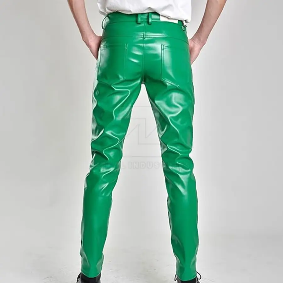 Customized Logo Design Men Leather Pants OEM Service Casual Wear Solid Color Lightweight Mid Rise Dark Wash Breathable High — Zefal Industries product photograph 2 of 2