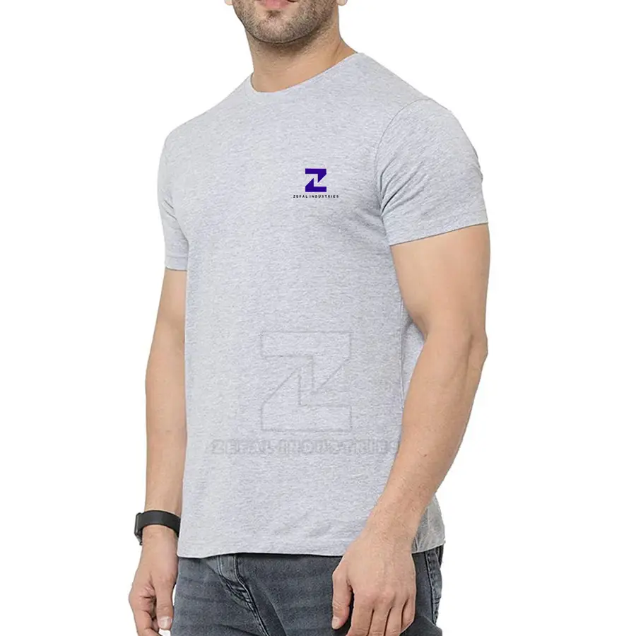 High Quality 100% Cotton Men Solid Regular Fit T-Shirt Short Sleeves OEM Service Custom Logo Eco-Friendly Breathable Summer — Zefal Industries product photograph 2 of 2