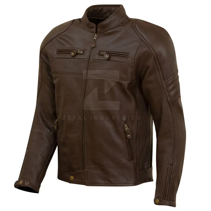 Factory Direct Sale Best Selling Men's Plus Size Leather Motorbike Jacket Premium Quality Breathable Material Full Sleeve — real Zefal Industries product photograph