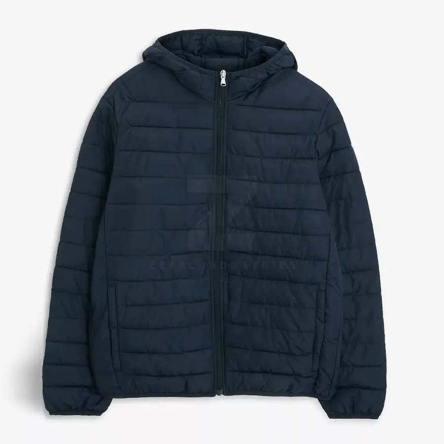 Men Eco-Friendly Breathable Puffer Jacket Winter Warm Lightweight Quilted Outerwear Front Logo Cold Weather Casual Wear — Zefal Industries product photograph 1 of 2