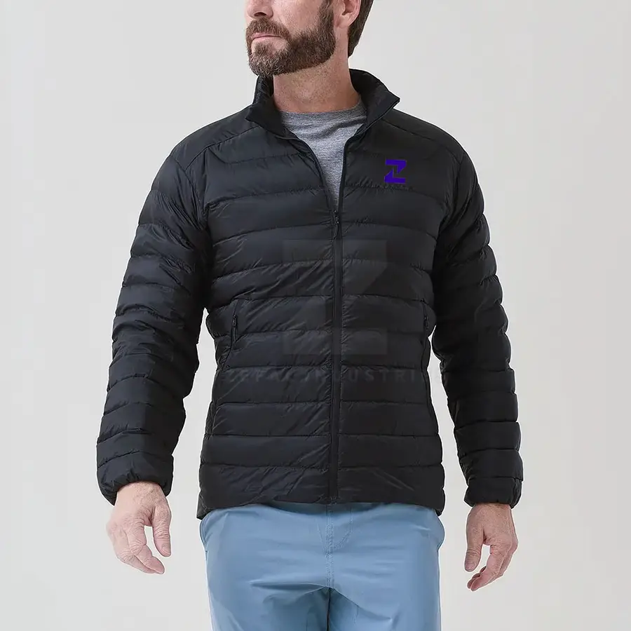 Pakistan Manufacture Breathable Eco-Friendly Men Puffer Jacket 2025 Latest Design High Quality Winter Front Logo — Zefal Industries product photograph 1 of 2
