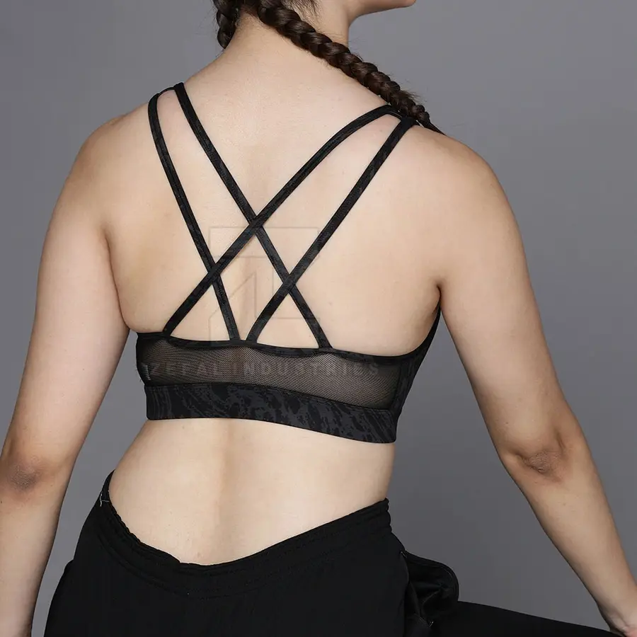 Fashionable Breathable Front Logo Women Sports Bra High Support U-NECK Spandex/Nylon Gym Fitness Workout Online Sale — Zefal Industries product photograph 2 of 2