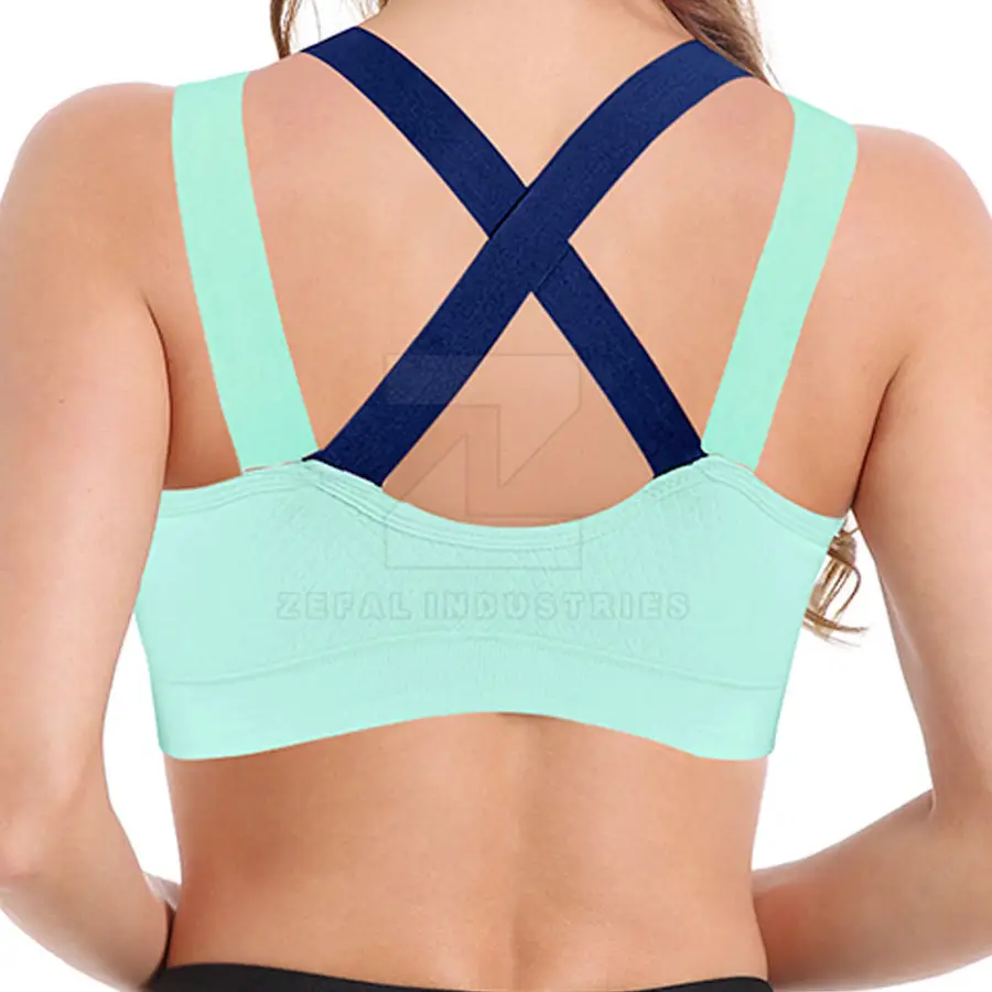 Made Pakistan Women's High Support Breathable Eco-Friendly Sports Bra Adjustable Straps Removable Pads Front Logo Spandex/Nylon — Zefal Industries product photograph 2 of 2