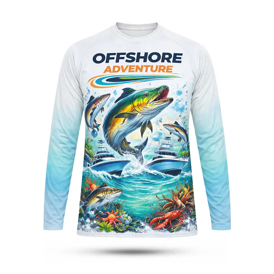 Custom New Fashion Digital Print Anti-Bacterial 100% Polyester Hunting Fish Wear Long Sleeve Made in Pakistan Men — Zefal Industries product photograph 1 of 2