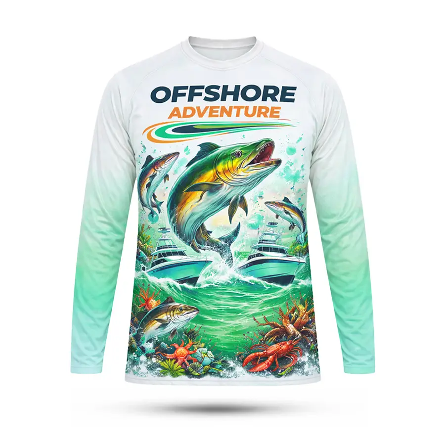 Custom New Fashion Digital Print Anti-Bacterial 100% Polyester Hunting Fish Wear Long Sleeve Made in Pakistan Men — Zefal Industries product photograph 2 of 2