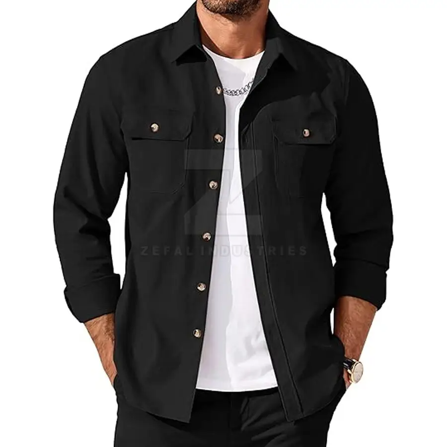 Stylish Wear Structured Men Premium Quality 100% Cotton Fabric Breathable Quick Dry Casual Safari Style Eco-Friendly Spring — Zefal Industries product photograph 2 of 2