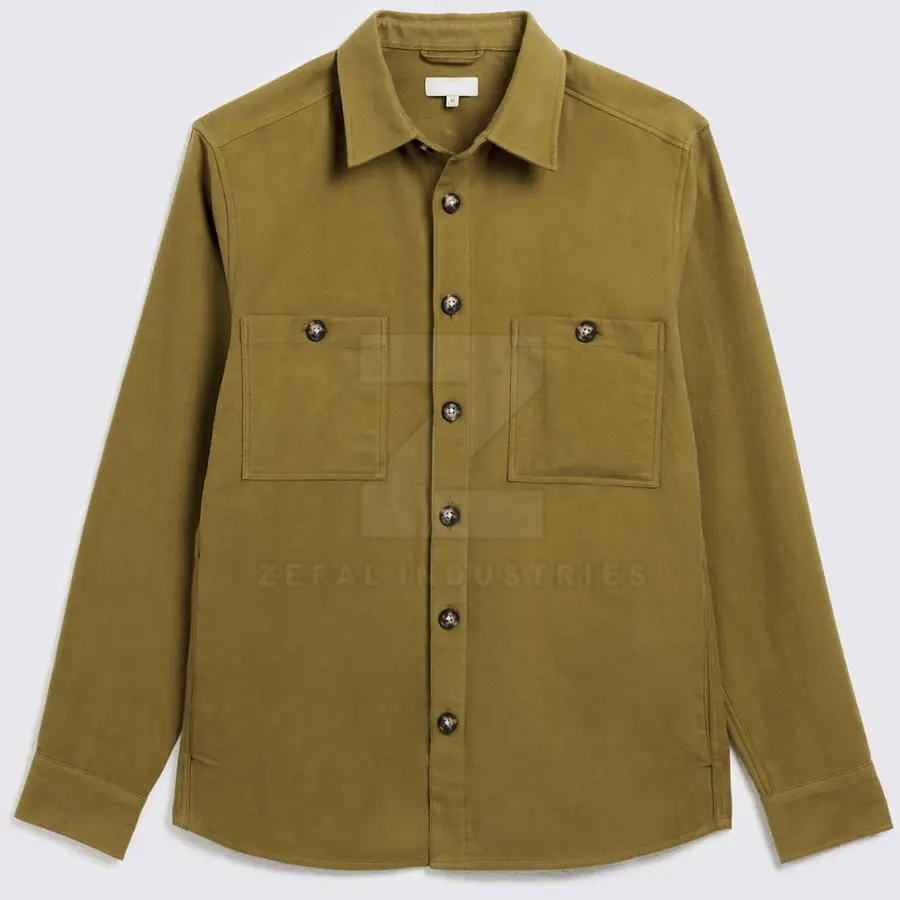 Oversized Structured Casual Shirt Men Spring Custom Solid Color Breathable Eco-Friendly 100% Cotton Fabric High Quality Safari — Zefal Industries product photograph 1 of 2