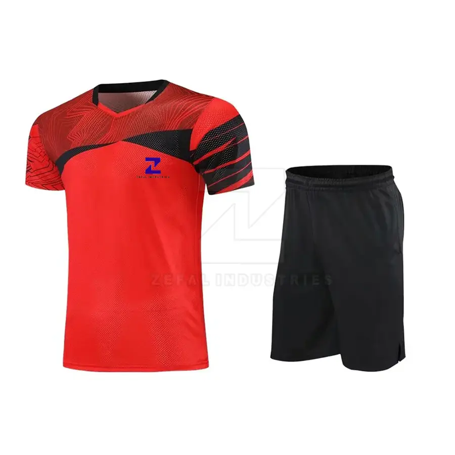 Make Your Own Custom Logo Front Position Eco-Friendly Quick Dry Breathable 100% Polyester Men's Adult Short Tennis Uniform Sets — real Zefal Industries product photograph