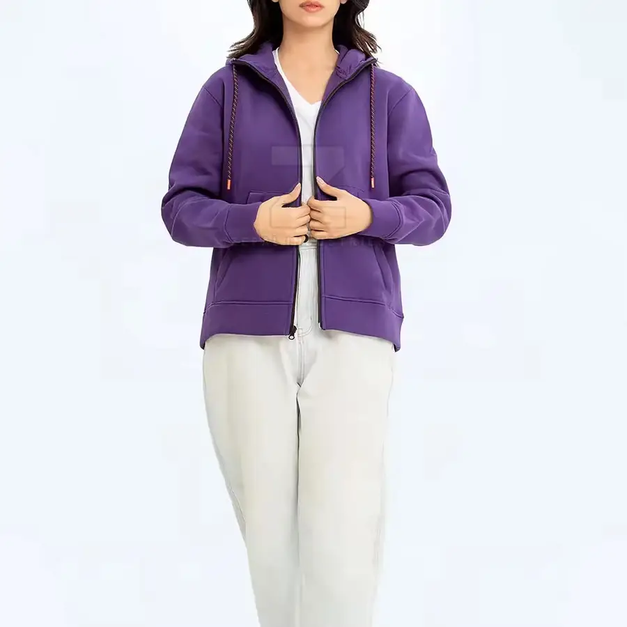 Fashionable Women Winter Hoodies 100% Cotton Front Logo Outdoor Use Comfortable Breathable — real Zefal Industries product photograph
