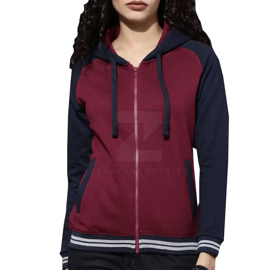 Pakistan Manufactured High Quality Breathable Winter Casual Women's Hooded Zipper Hoodies 100% Cotton — Zefal Industries product photograph 1 of 2