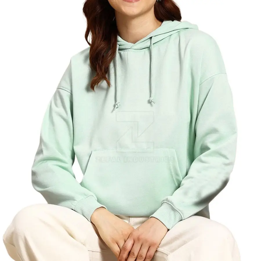 Oversized Lightweight Women's Winter Hoodies-Comfortable Breathable 100% Cotton Casual Wear with Front Logo — Zefal Industries product photograph 1 of 2
