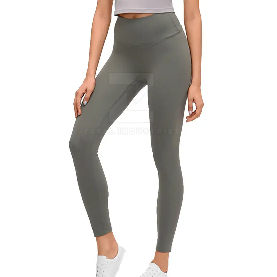 High Quality Custom Women Solid Leggings/Pants Spandex/Nylon Fabric Breathable Quick Dry Seamless Elastic Waist Full Length Yoga — real Zefal Industries product photograph