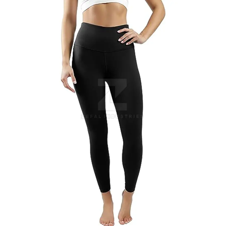 Women Solid Mid Elastic Waist Yoga Leggings Customized Logo & Printing Customized Colors High Quality Pants — Zefal Industries product photograph 2 of 2