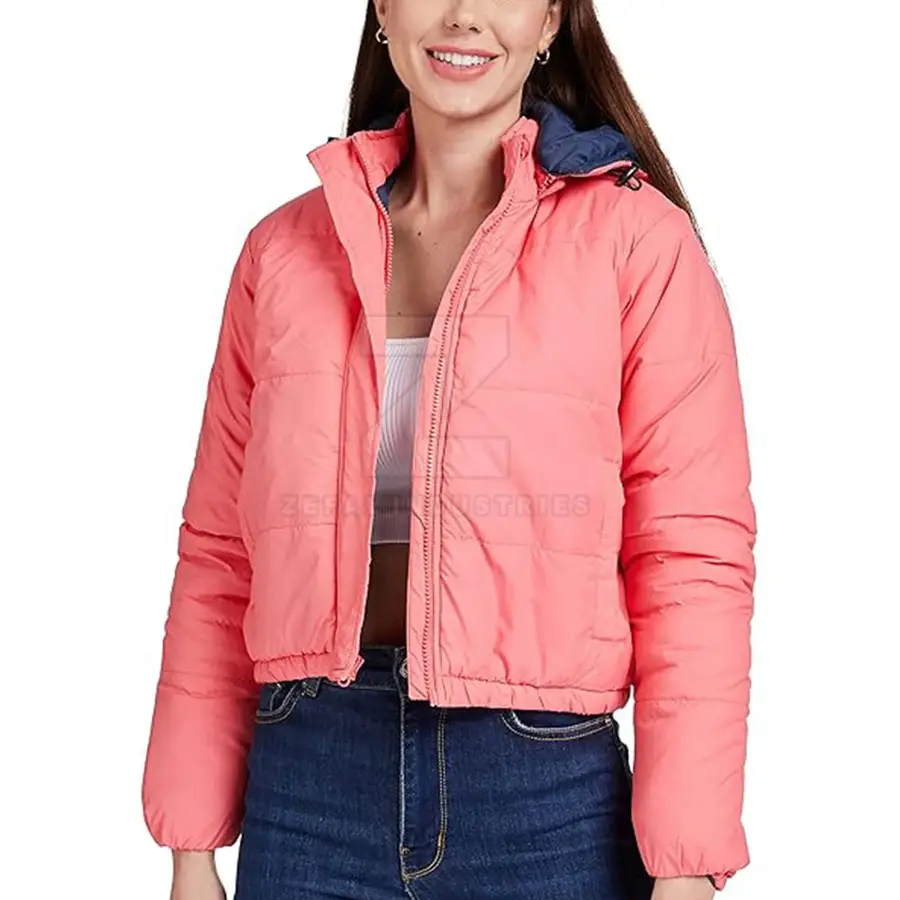 Fashionable Winter Breathable Windproof Eco-Friendly High Quality Slim Fit Solid Front Logo Customizable Women Puffer Jackets — Zefal Industries product photograph 1 of 2