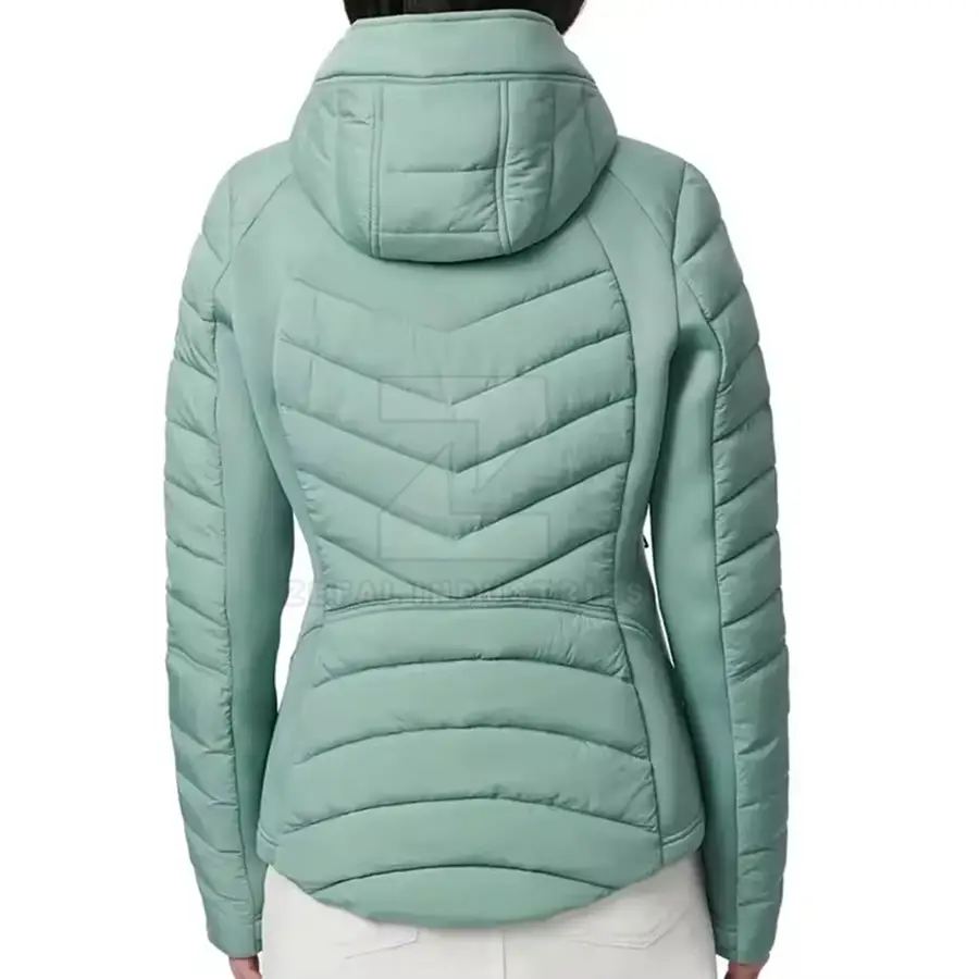 Trendy Women Solid Zipper Breathable Puffer Jacket Soft Nylon/Polyester Outerwear for Winter Street Fashion — Zefal Industries product photograph 2 of 2