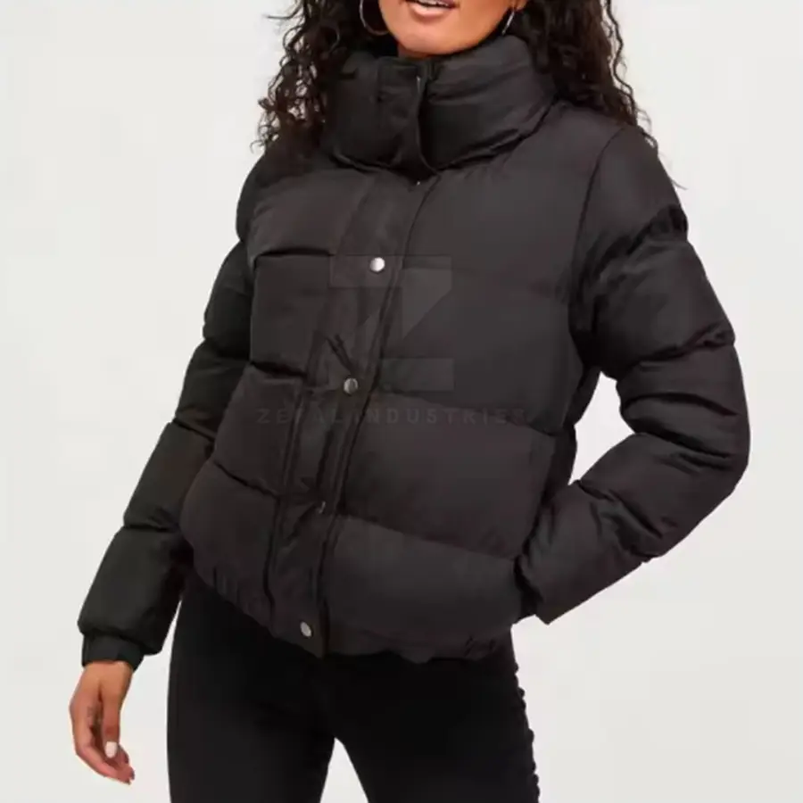 Slim Fit Women Puffer Jacket High Quality Breathable Windproof Eco-Friendly Winter Cotton Lining Customized Colors Logo — Zefal Industries product photograph 1 of 2
