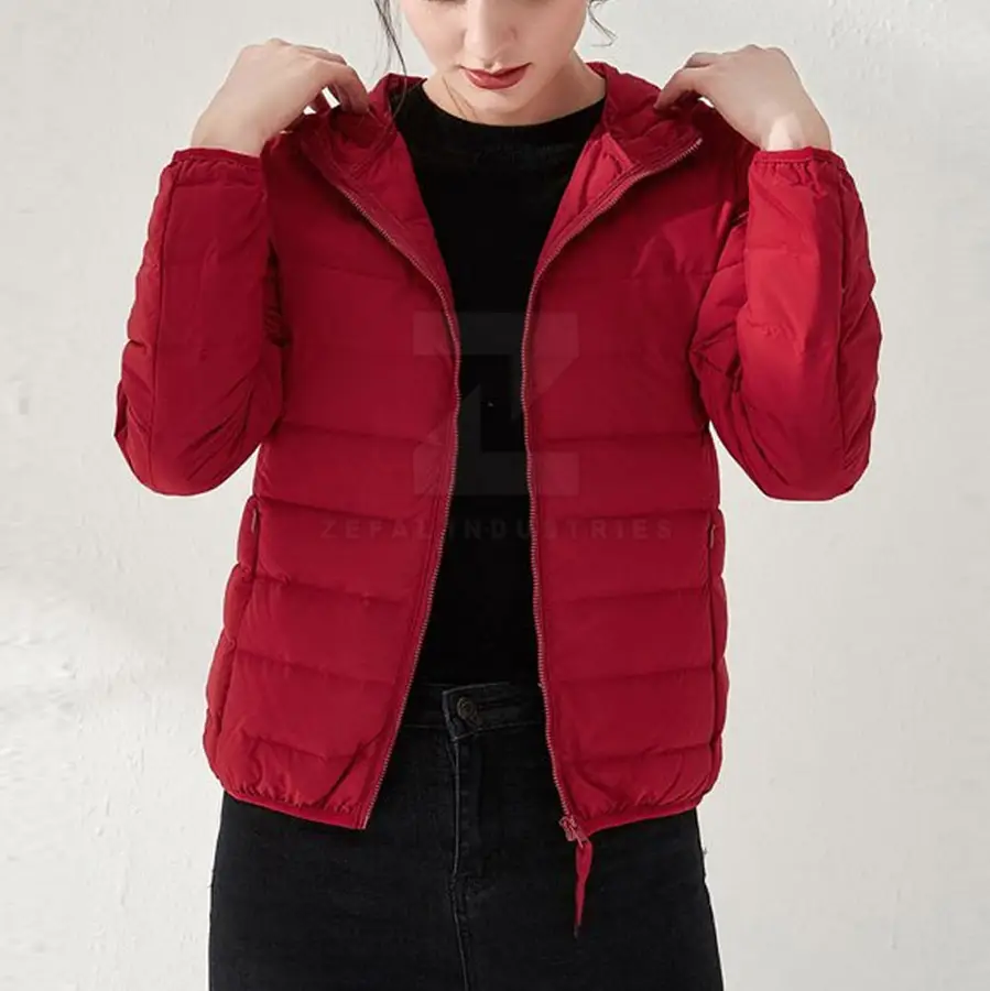Hooded Neck Women Puffer Jacket Oversized Fashionable Winter Lightweight Eco-Friendly Breathable Windproof Cotton Lining High — Zefal Industries product photograph 2 of 2