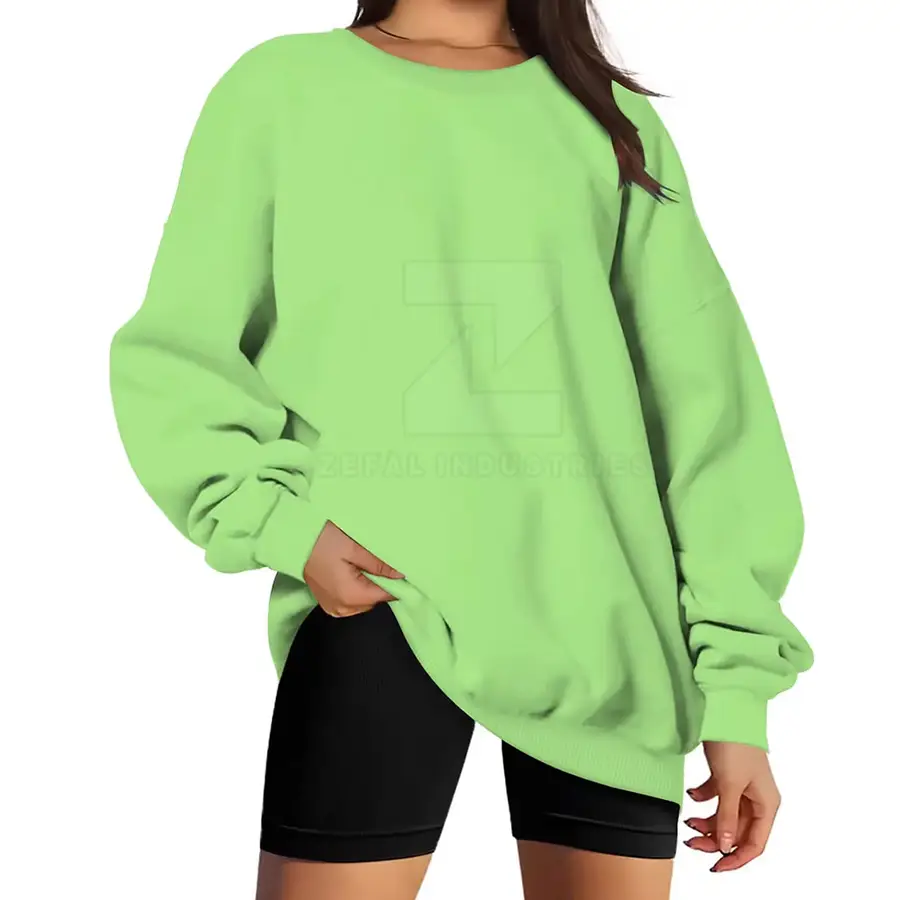 Loose Fit Lightweight Breathable Casual Winter Women's Sweatshirt Front Custom Logo 100% Cotton Fabric High Quality Full Sleeve — Zefal Industries product photograph 1 of 2