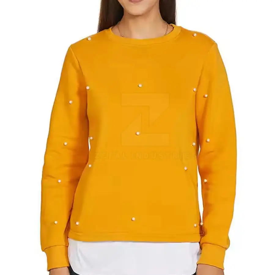 Factory Manufactured High Quality Winter Casual Breathable Knitted Women's Sweatshirt Front Custom Logo 100% Cotton Full Sleeve — Zefal Industries product photograph 1 of 2